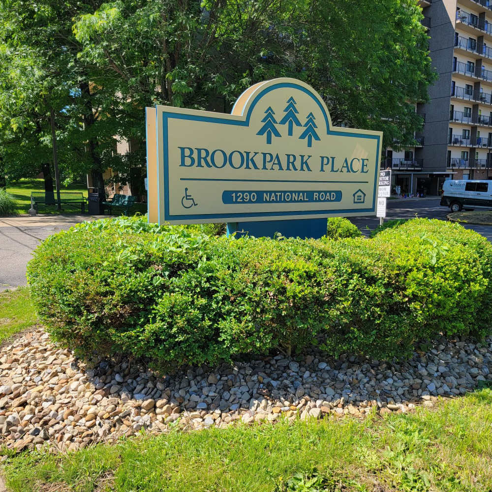 Rendering main entrance at Brookpark Place Apartments in Wheeling, West Virginia