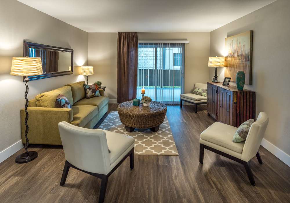 Harbor Cove Apartments in Foster City, California, offer beautiful hardwood floors