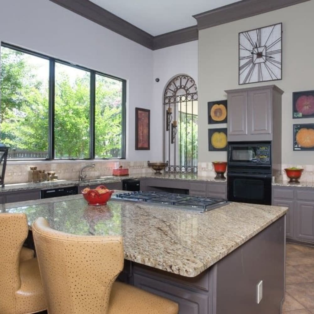 Resident kitchen at The Verandas at Timberglen in Dallas, Texas