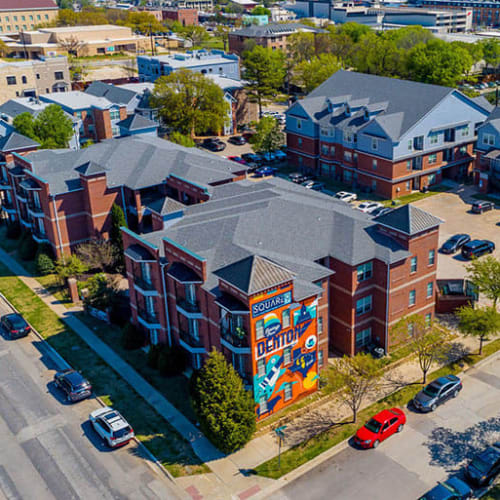 Aerial view of Square9 in Denton, Texas
