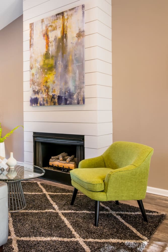 Fireplace lounge at Alexander Station Apartment Homes in Salisbury, North Carolina