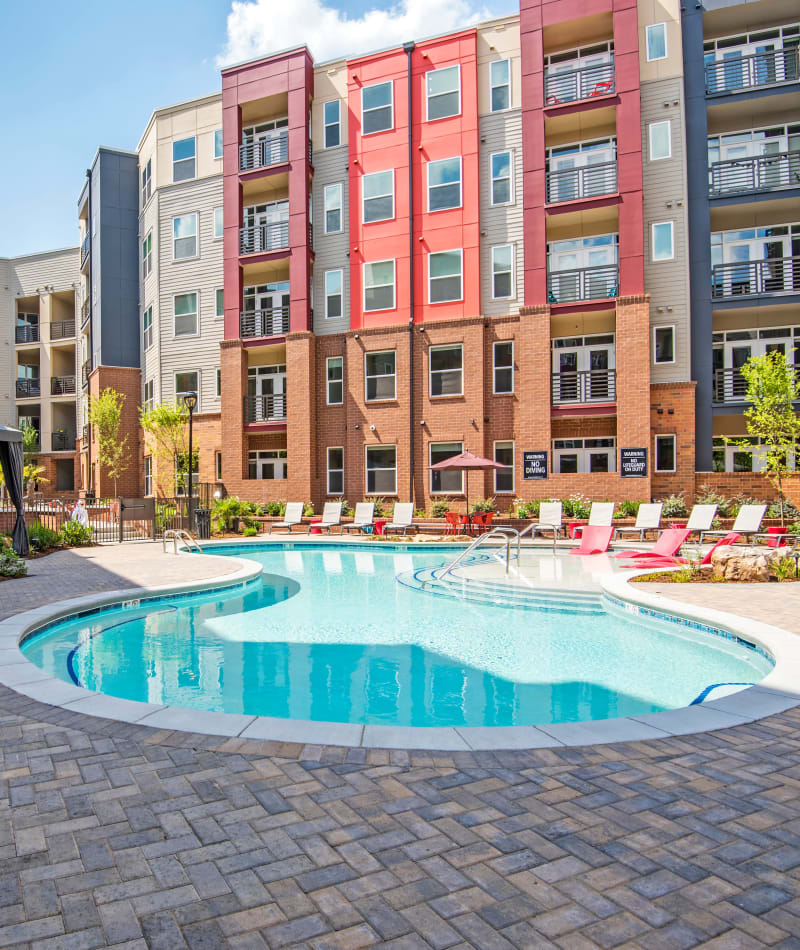 Sparkling swimming pool at Mercury NoDa in Charlotte, North Carolina