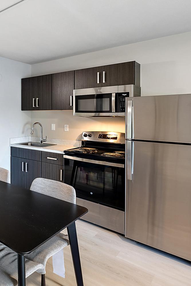 Stainless-steel appliances at The Block at Sterling Heights in Sterling Heights, Michigan