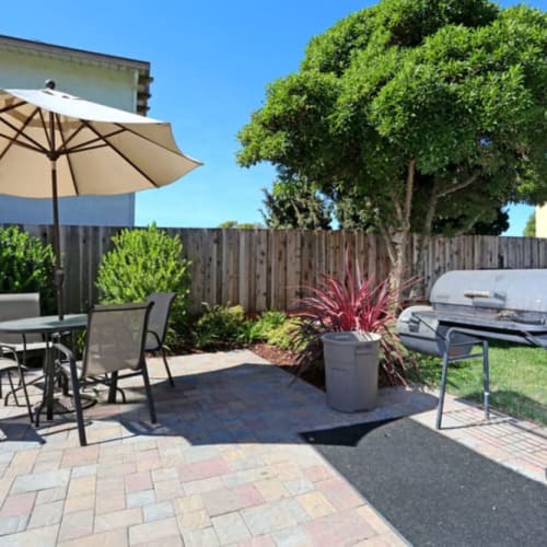 Picnic area at Marina Plaza Apartments in San Leandro, California