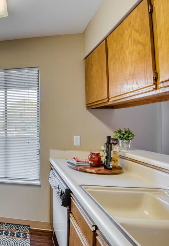 Lots of kitchen counter space at Aspen Lodge in Overland Park, Kansas