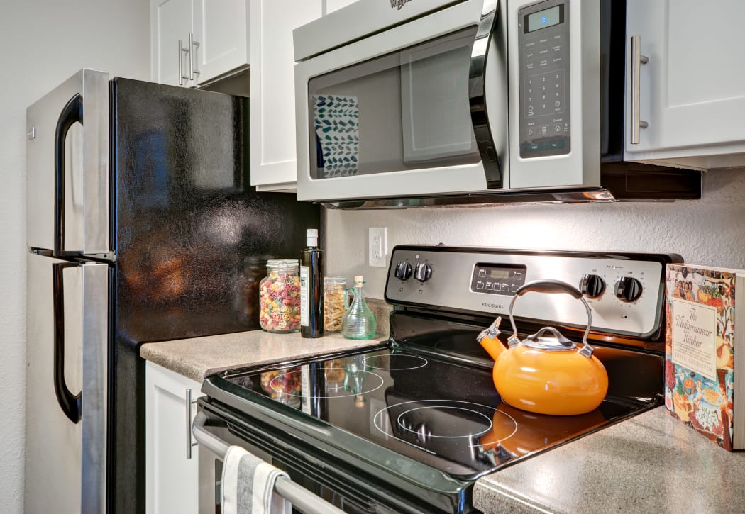 Modern kitchen in model home at StonePointe in University Place, Washington