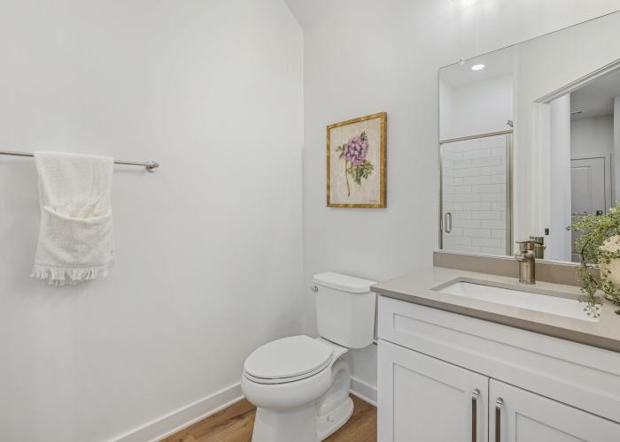 Bright bathroom with shower and tub at Hamlet Watkins Centre in Midlothian, Virginia