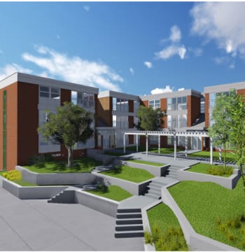 Exterior on a beautiful sunny day with blue skies at Washington, District of Columbia near Parkway Overlook Apartments