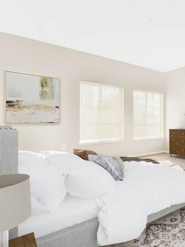 Spacious bedroom at Reunion at Redmond Ridge in Redmond, Washington
