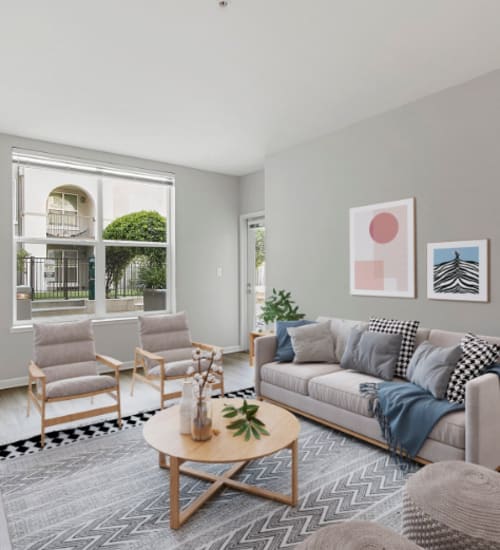 Cozy living room at Villa Montanaro in Pleasant Hill, California,