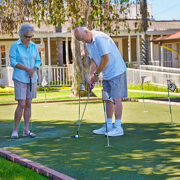 Playing golf at Monte Vista Village in Lemon Grove, California