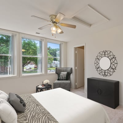 A well-lit bedroom at Carpenter Park in Patuxent River, Maryland