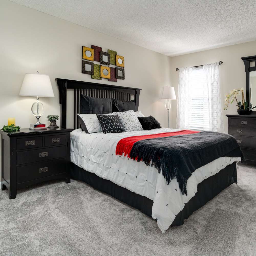 Luxurious bed in a bedroom  at Park Canyon in Dalton, Georgia