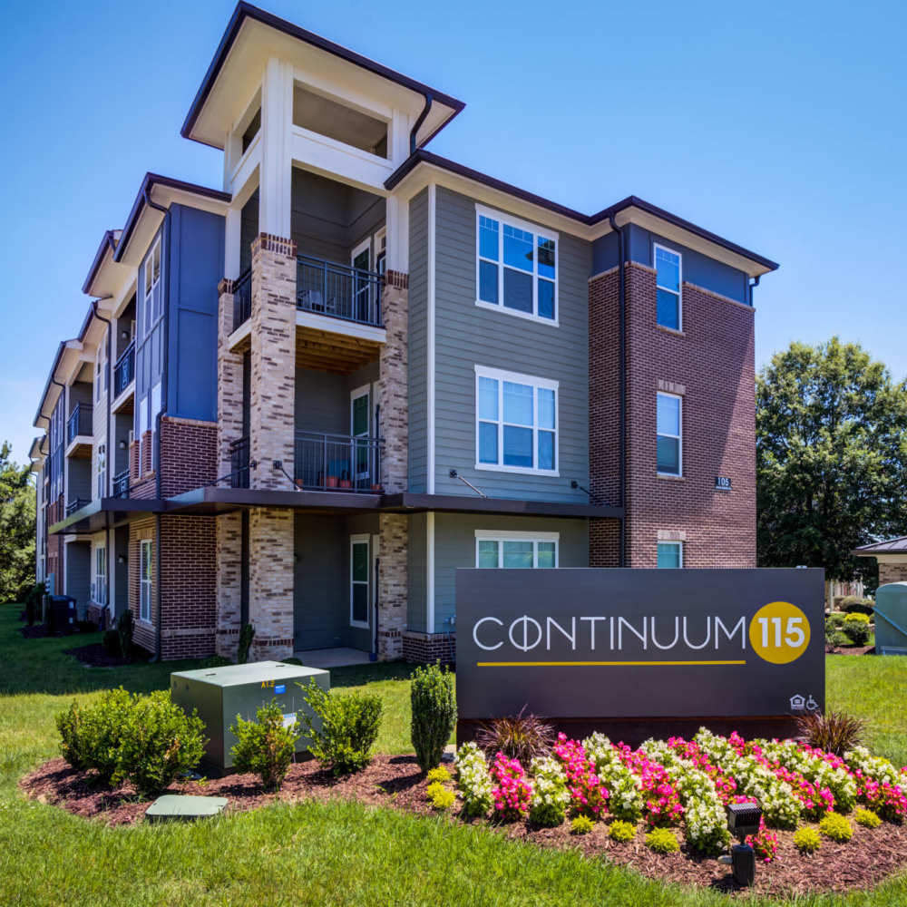 Property signage at Continuum 115 in Mooresville, North Carolina