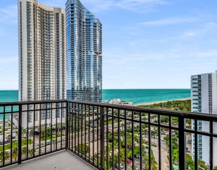 Ocean view from an apartment balcony at Marina Del Viento in Sunny Isles Beach, Florida