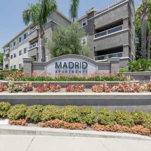 Sign board at Madrid Apartments in Mission Viejo, California