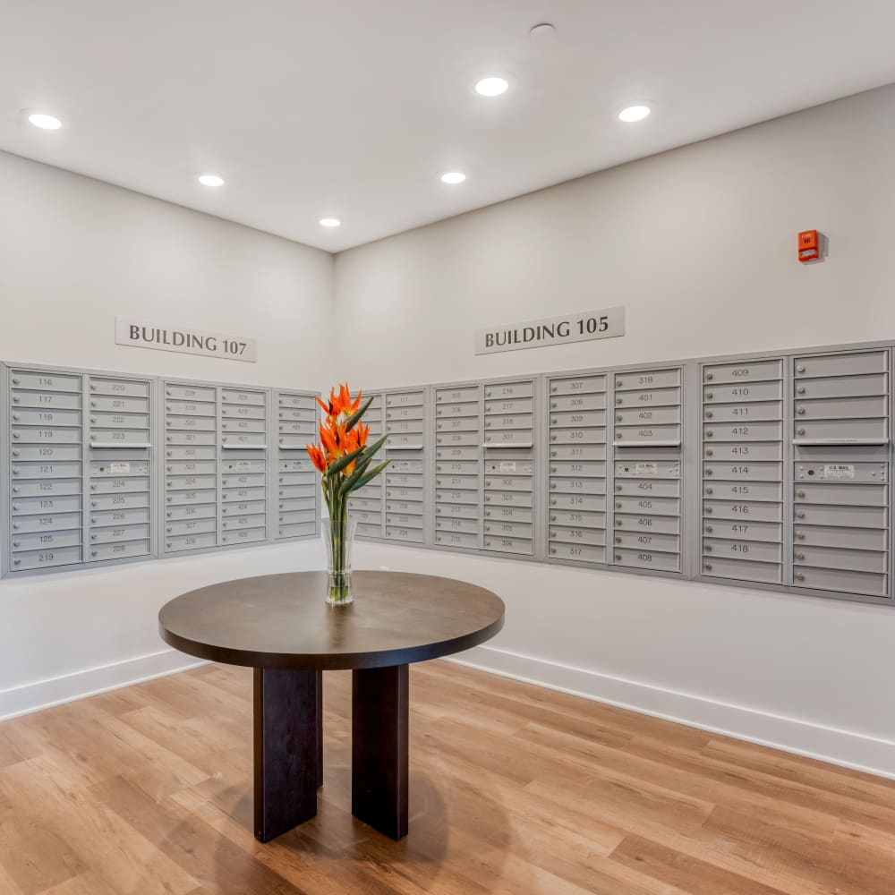 Mail room at Fox Plan Apartments, Monroeville, Pennsylvania