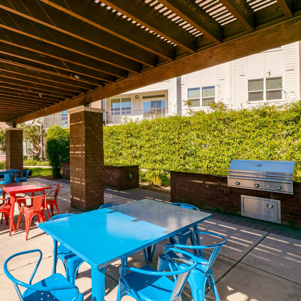 Community bbq area at NOVU New Forest in Houston, Texas