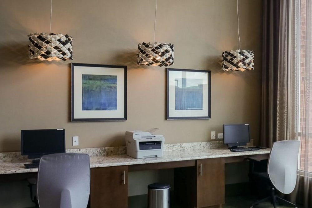 Resident business center and computer station at The BLVD in San Angelo, Texas
