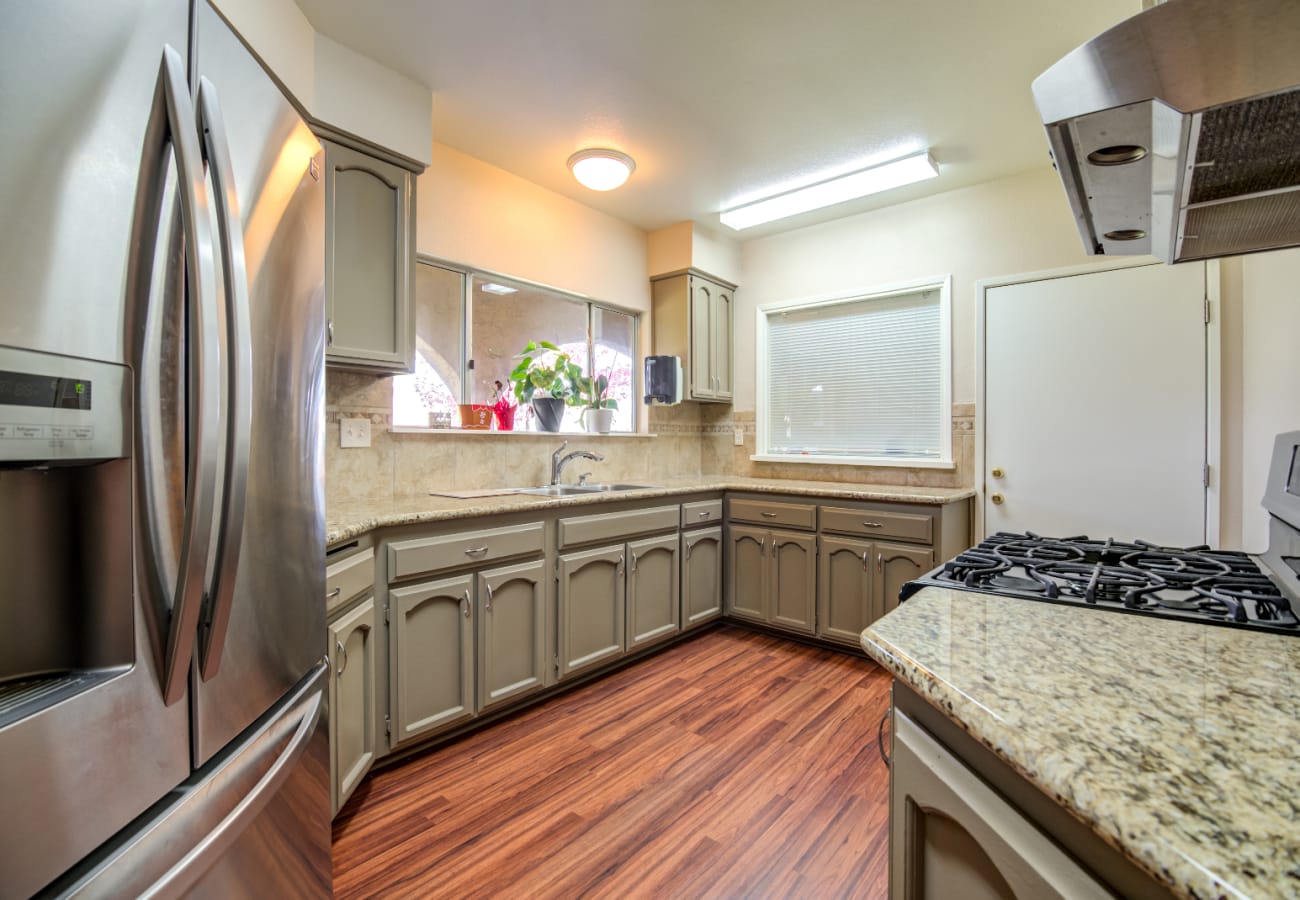 Fully equipped kitchen at Linda Vista Village in San Diego, California