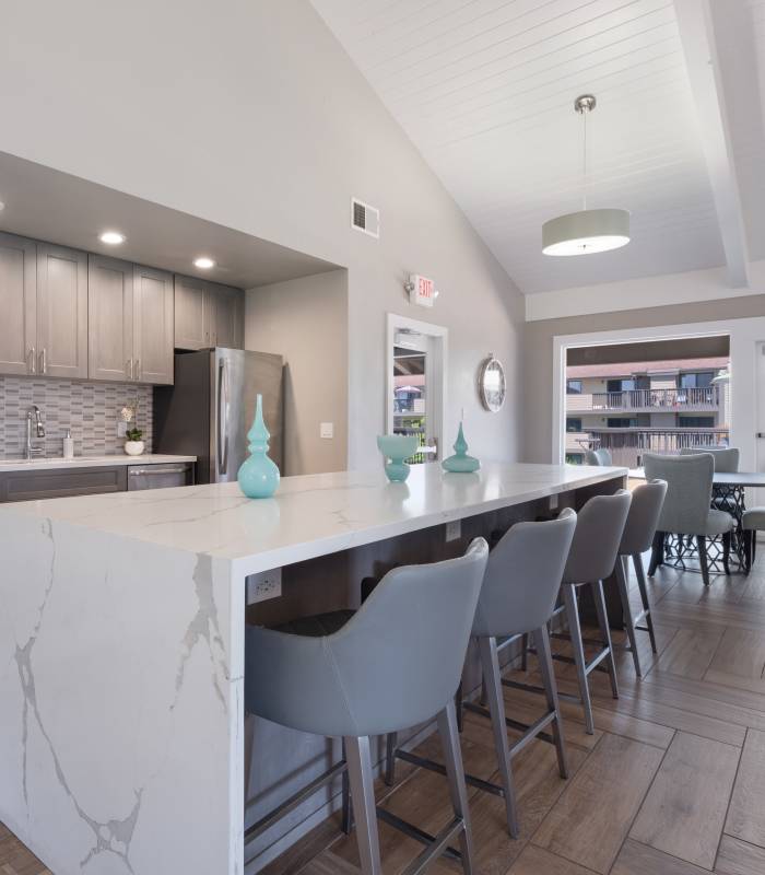 Clubhouse interior at Harbor Cove Apartments in Foster City, California