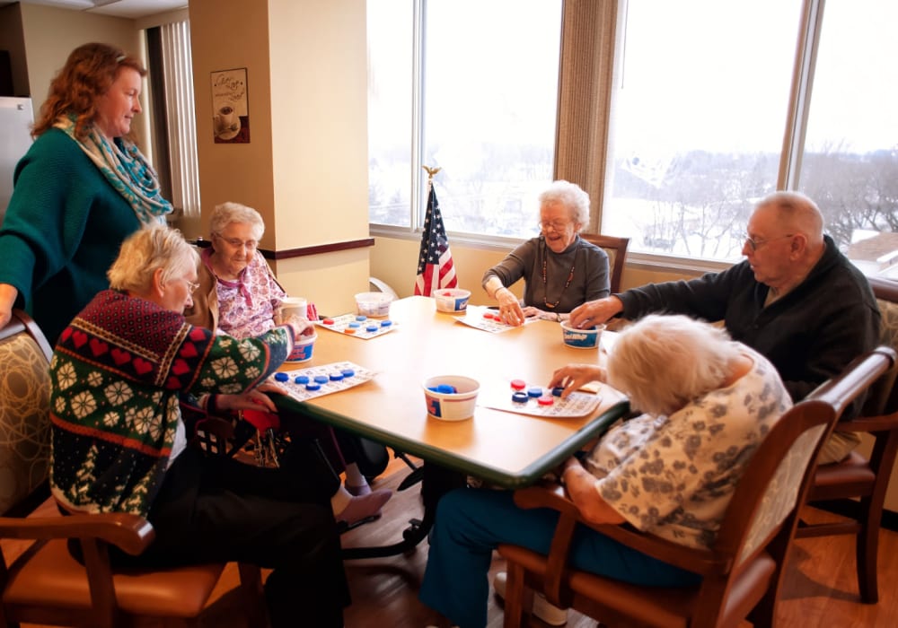 Residents playing a game together at Edgerton Care Center in Edgerton, Wisconsin