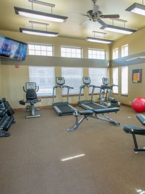 Fitness center at Mission Point Apartments in Moore, Oklahoma