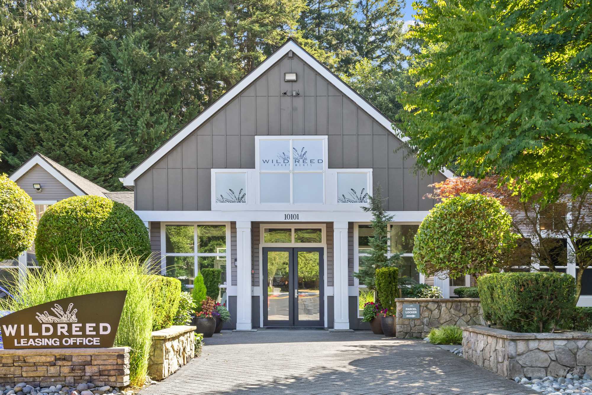 Exterior Leasing Office View at Wildreed Apartments in Everett, Washington
