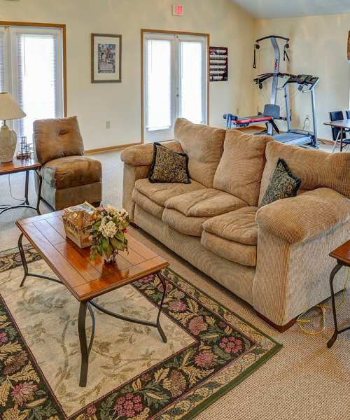 Spacious community living area at Arlington Terrace in London, Kentucky