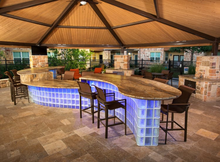 Exterior lounge at Villas in Westover Hills in San Antonio, Texas