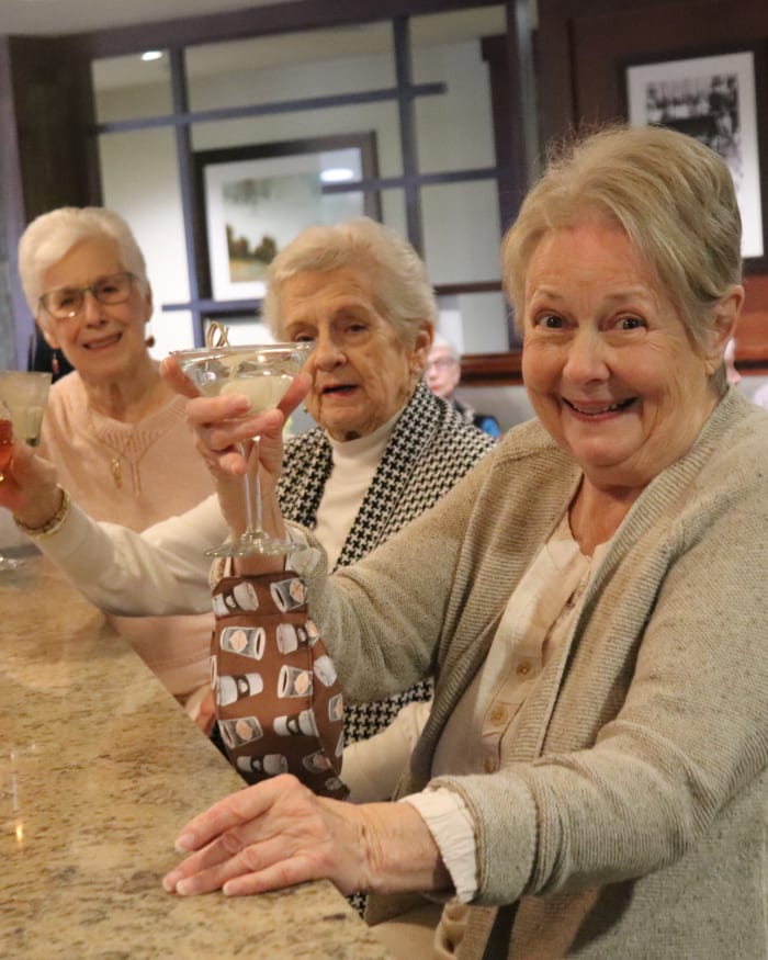 Residents enjoying drinks at Fancho's at The Springs at Carman Oaks in Lake Oswego, Oregon