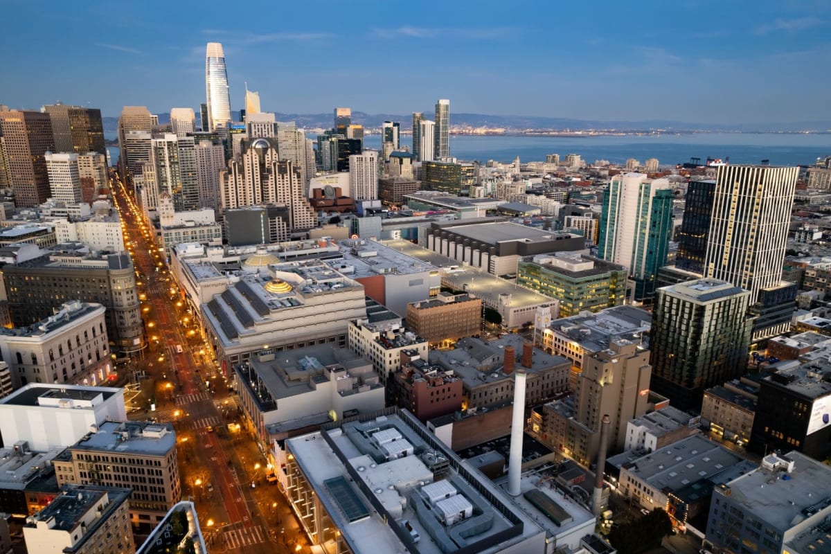 Skyline view of the city near The Wilson in San Francisco, California