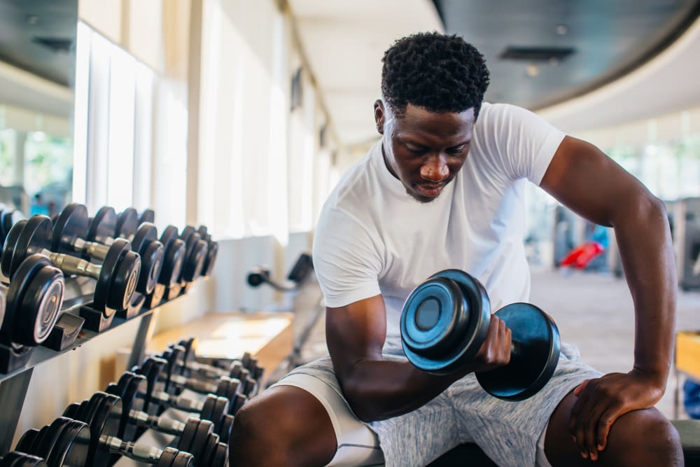 State-of-the-art fitness center at The 450 in Lombard, Illinois