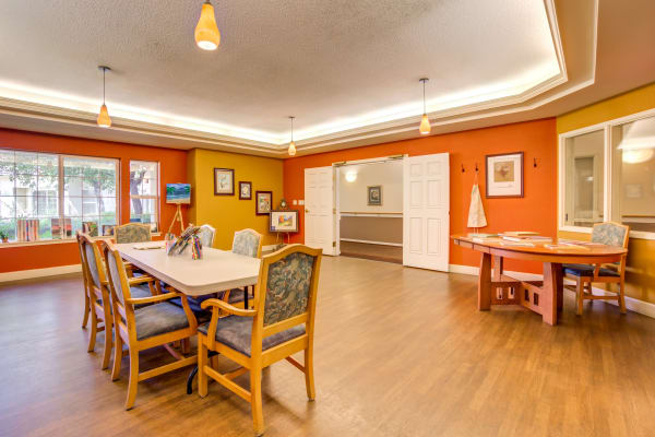 Spacious dining room at Cottonwood Court in Fresno, California