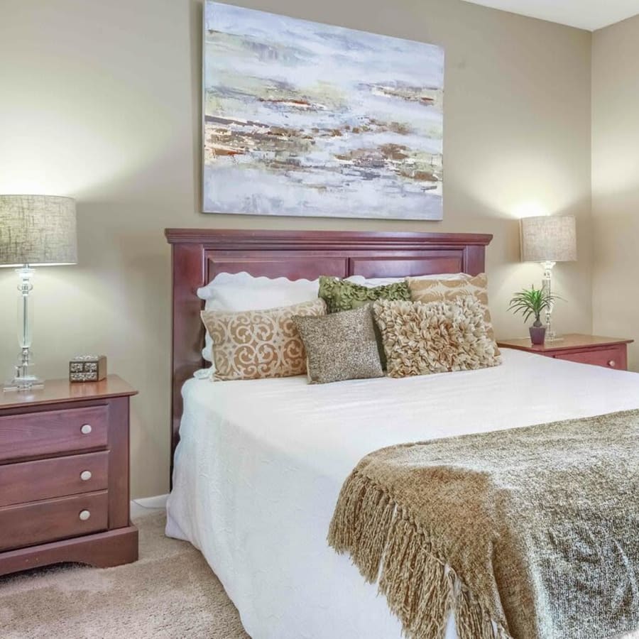 model apartment bedroom at Van Mark Ridgeland in Ridgeland, Mississippi