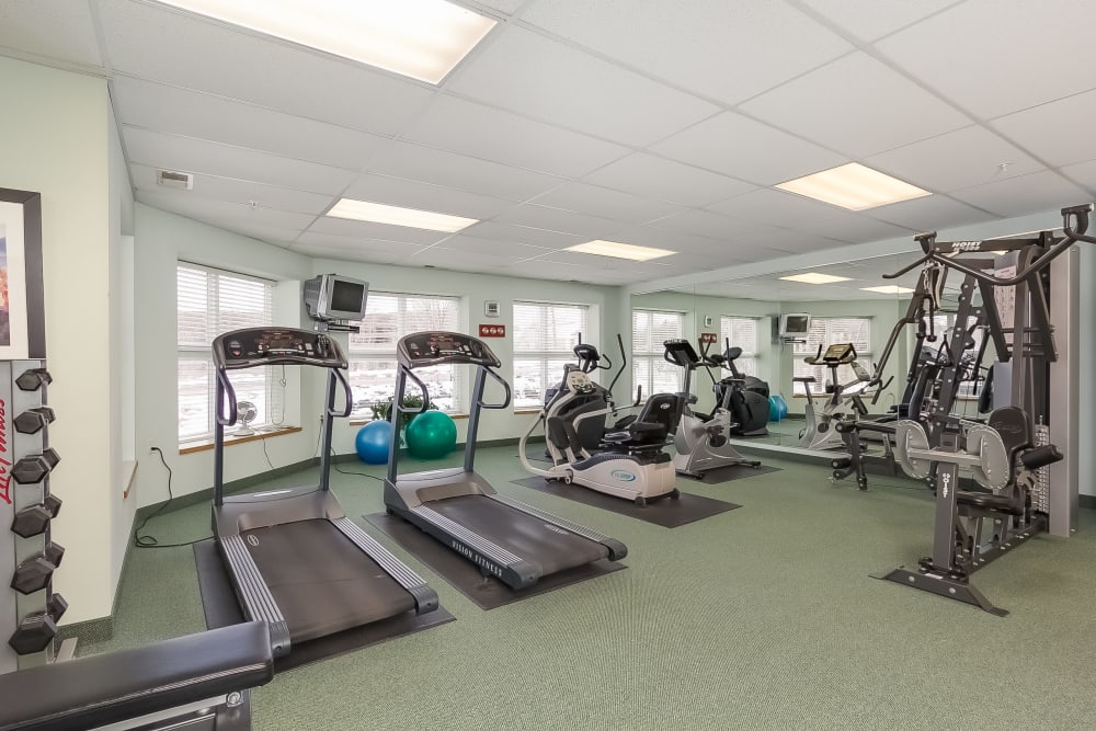 Fitness center for residents at Applewood Pointe of Roseville in Roseville, Minnesota. 