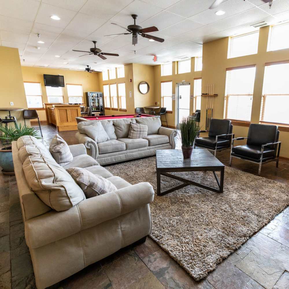 Clubhouse inside dining and seating area at Windscape Apartments in Hobbs, New Mexico
