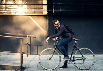 Resident biking to work near 1303 Main in Duncanville, Texas