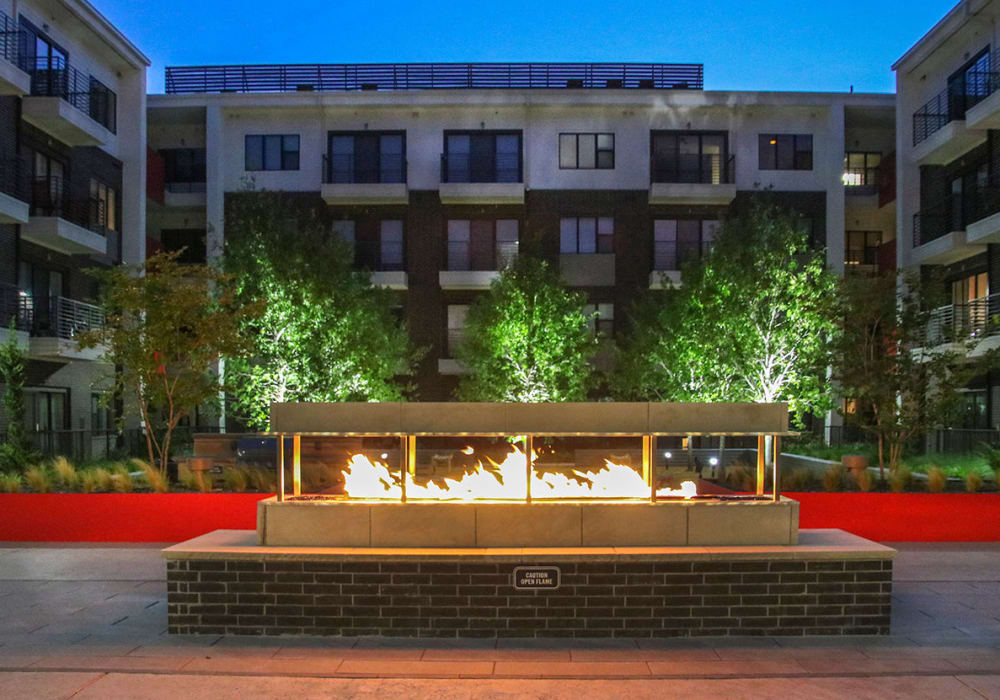 Outdoor fire pit at Axis 3700 in Plano, Texas