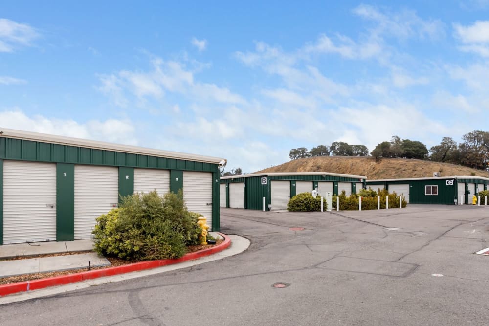 Wide driveways between storage units at Storage Star Novato in Novato, California