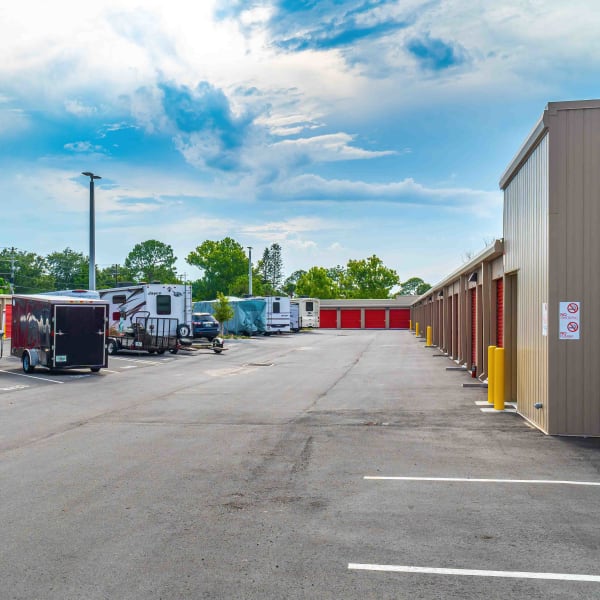 RV and auto parking and outdoor storage units at StorQuest Express Self Service Storage in Copperopolis, California