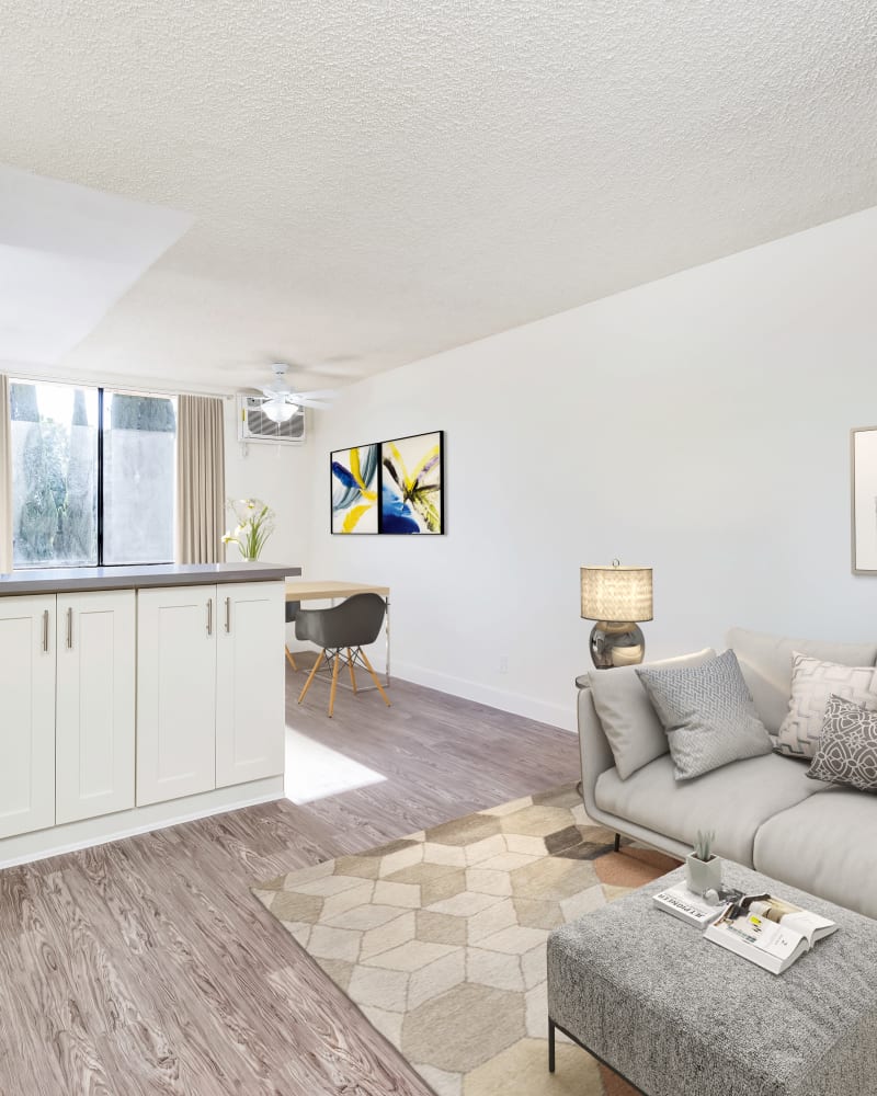 Spacious apartment with wood-style floor at Villa Careena, West Hollywood, California 