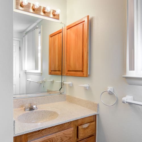 A bathroom in a home at Covenant Trace in Newport News, Virginia