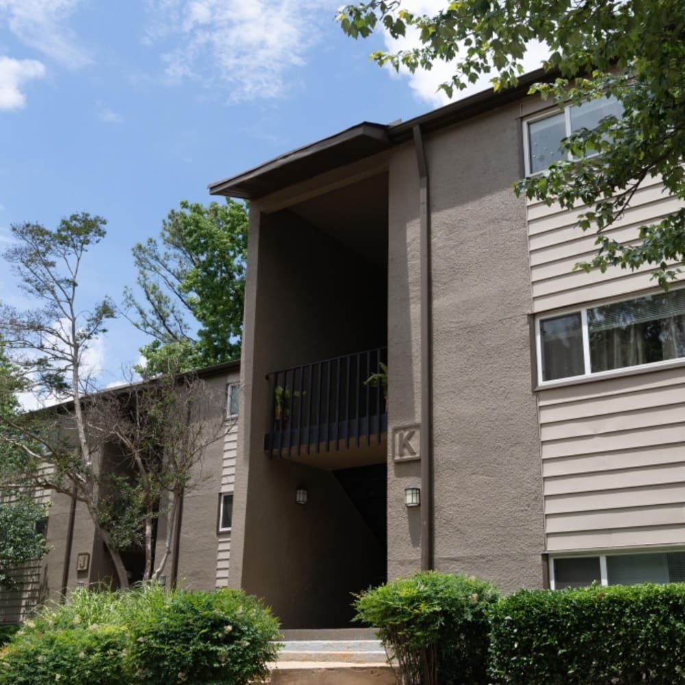 An apartment building at Foxwood Apartments in Doraville, Georgia