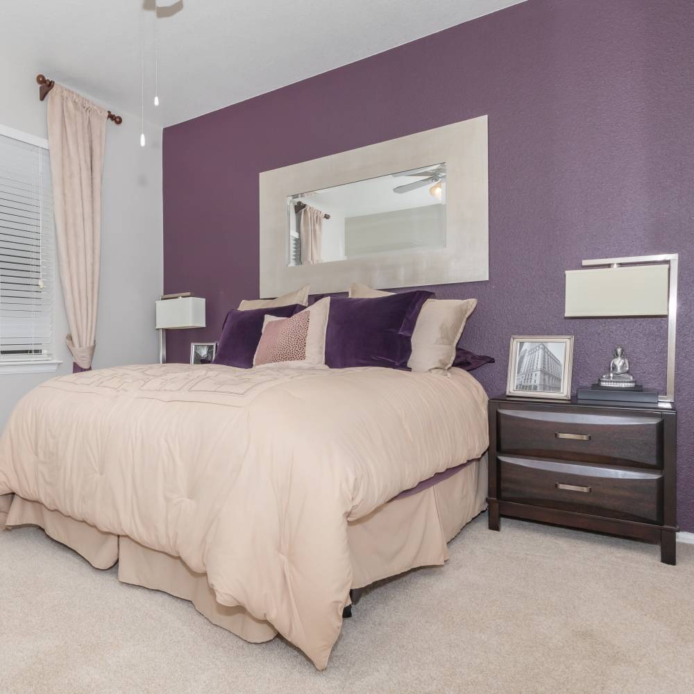 Beautifully designed bedroom at The Dakota at Governors Ranch in Littleton,Colorado
