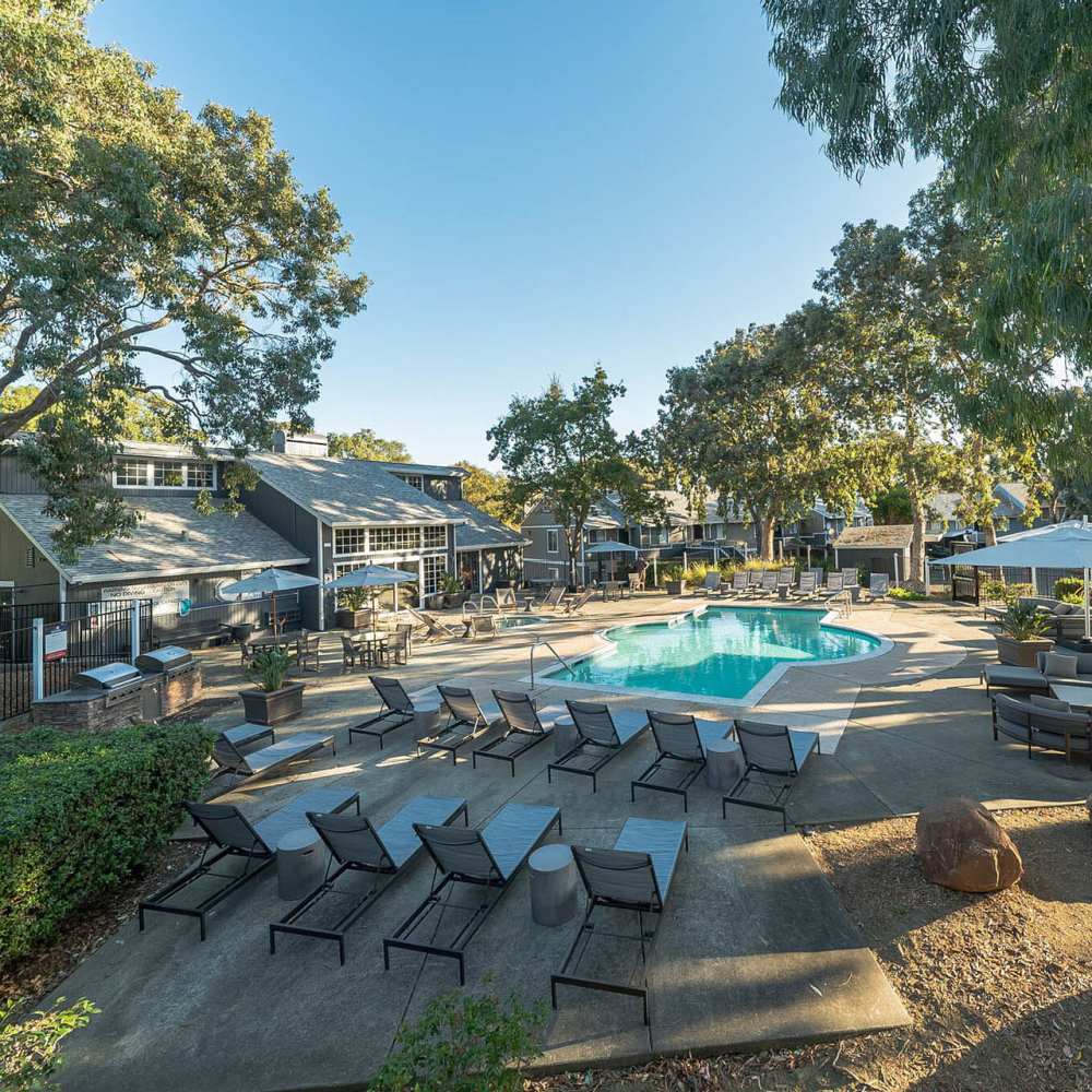 Serene pool at Bay Village in Vallejo, California