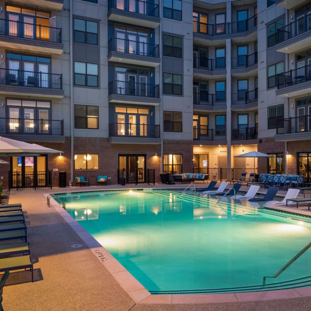 Resort-style swimming pool at Siena Suwanee Town Center in Suwanee, Georgia