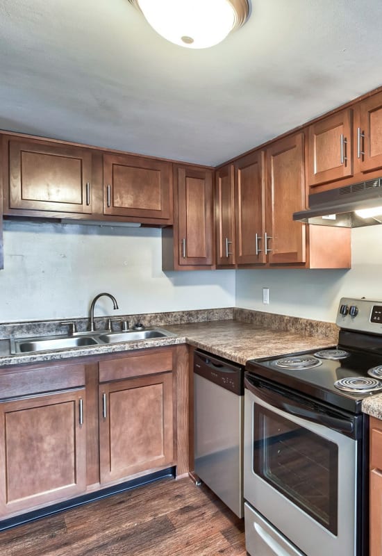 Lots of kitchen counter space at Charlestown of Douglass Hills in Louisville, Kentucky