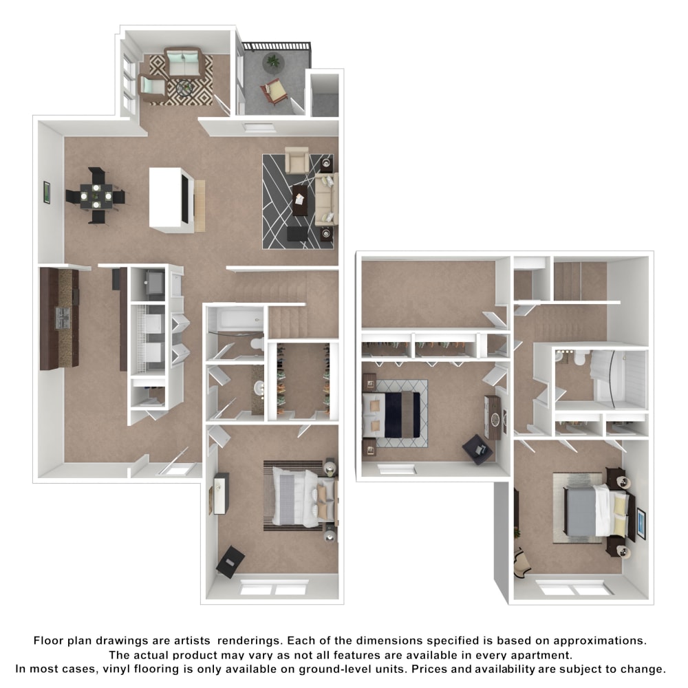 3x2 floor plan drawing at The Gatsby at Midtown Apartment Living in Montgomery, Alabama