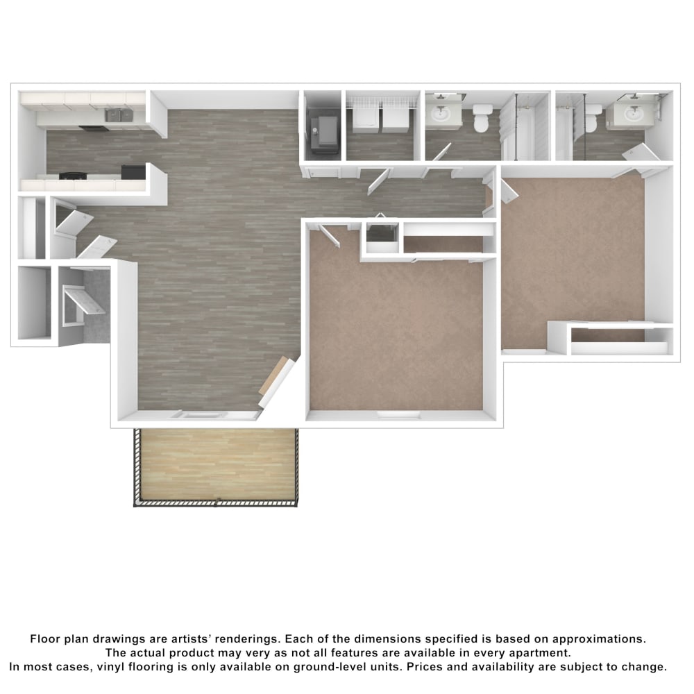 2x2 floor plan drawing at The Retreat at Eddins in Montgomery, Alabama